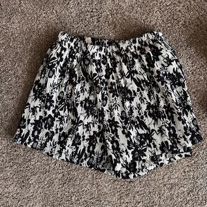 Black and White Floral Shorts